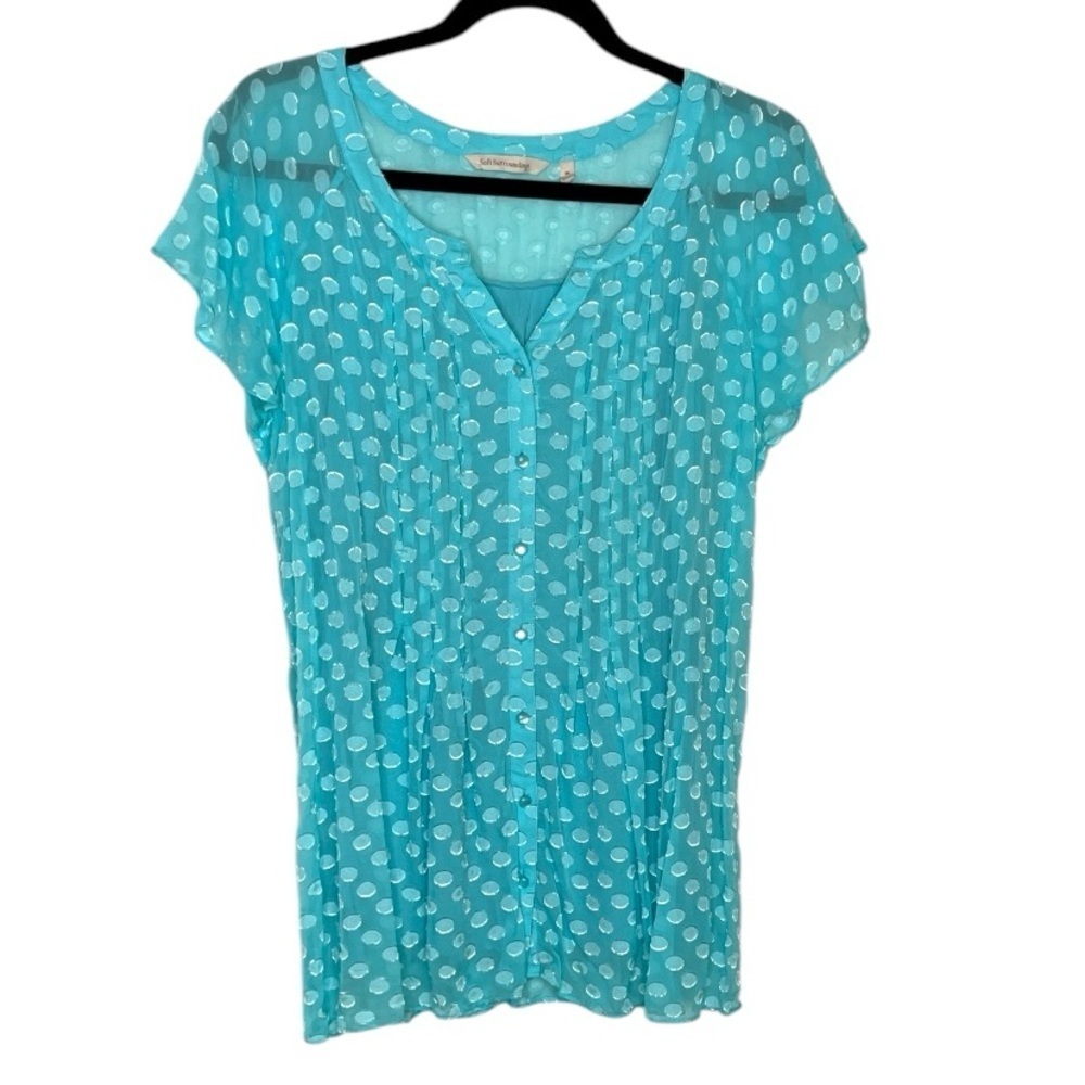 Soft Surroundings Aqua Calm Dot Blouse - Picture 4 of 7
